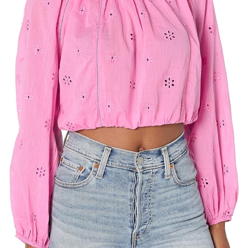 Pink Embroidered Women's Top